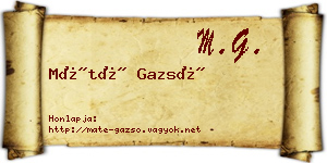 Máté Gazsó névjegykártya